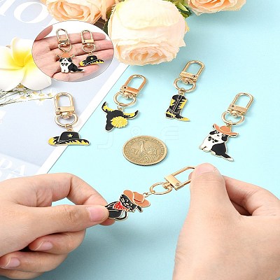 Cowboy Theme Alloy Enamel Pendant Decorations HJEW-YW00022-01-1