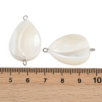 Natural Shell Teardrop Connector Charms STAS-D378-28P-1