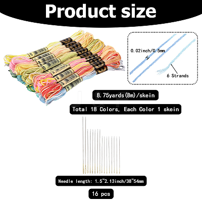 18 Skeins 6-Ply Polyester Embroidery Floss DIY-CY0002-44-1