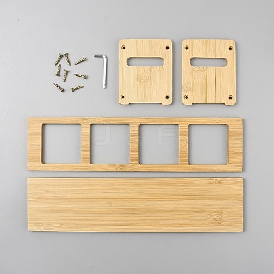 4 Hole Bamboo Kitchen Oil Bottle Organizer Rack ODIS-WH0001-83-1