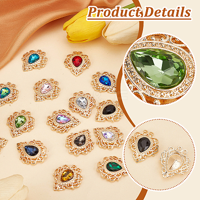 32Pcs 16 Colors Glass Rhinestone Cabochons FIND-PH0018-68-1