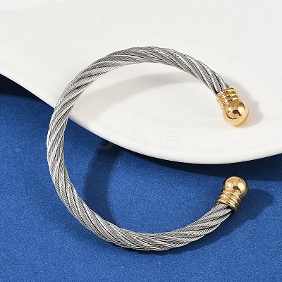304 Stainless Steel Cuff Bangles BJEW-M136-01A-PG-1