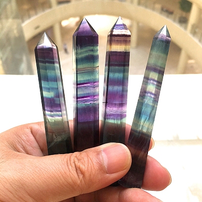 Natural Colorful Fluorite Pointed Prism Bar Home Display Decoration G-PW0007-098A-1