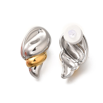 304 Stainless Steel Two Tone Stud Earrings LS-EJEW-G422-04GP-03-1