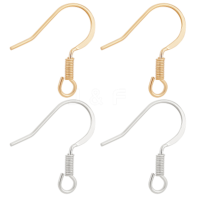 100Pcs 2 Colors Brass Earring Hooks KK-BBC0004-40-1