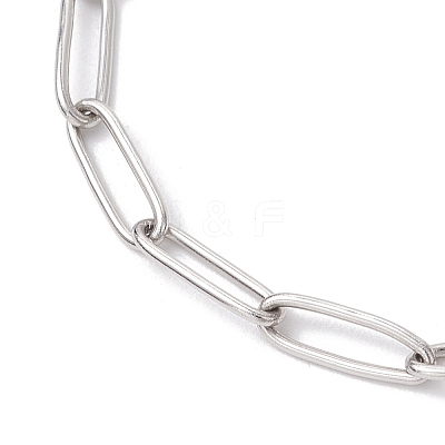 304 Stainless Steel Paperclip Chains Charm Bracelets for Women BJEW-JB11950-01-1