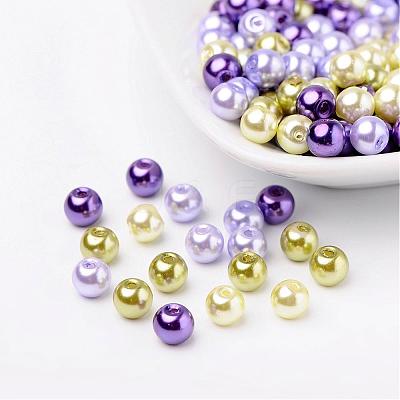 Lavender Garden Mix Pearlized Glass Pearl Beads HY-X006-6mm-08-1