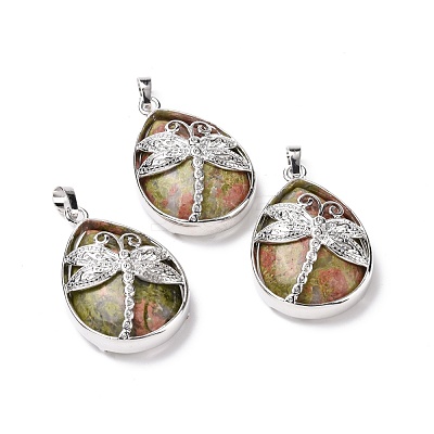 Natural Unakite Pendants G-G900-01P-12-1