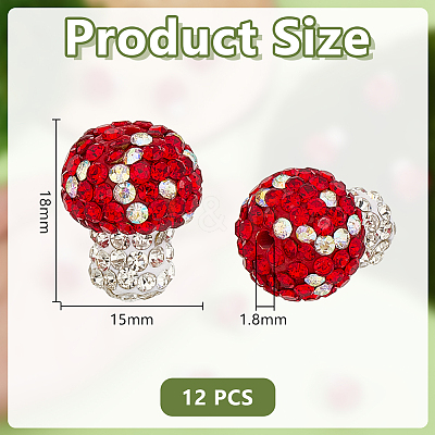 12Pcs Handmade Polymer Clay Rhinestone Beads CLAY-OC0001-06-1