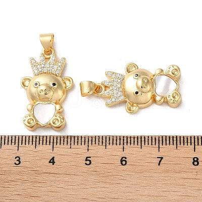 Brass Micro Pave Clear Cubic Zirconia Pendants KK-B083-40B-G-1