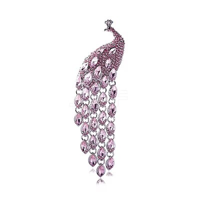 Ethnic Style Peacock Long Tassel Pins PW-WG89915-03-1