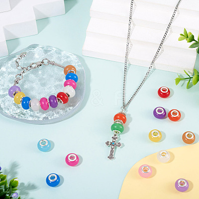 60Pcs 12 Colors Luminous Acrylic European Beads LACR-TA0001-06-1
