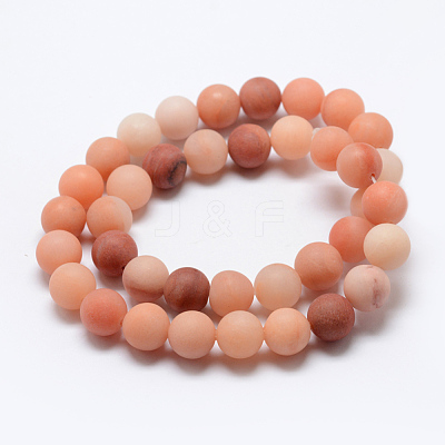 Natural Pink Aventurine Beads Strands X-G-G716-01-6mm-1