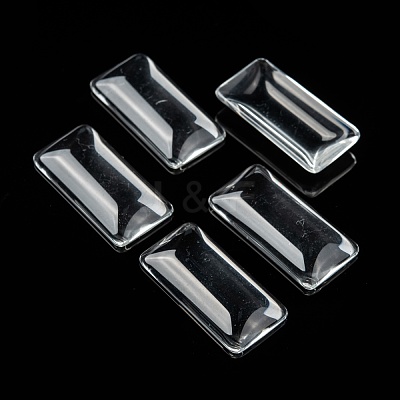 Transparent Rectangle Glass Cabochons GGLA-R025-38x19-1