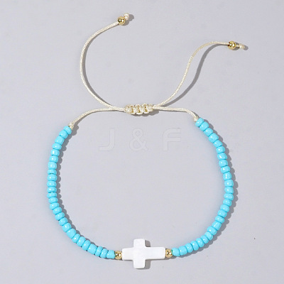 Glass Seed Beads & Brass Braided Beaded Bracelets TV0952-4-1