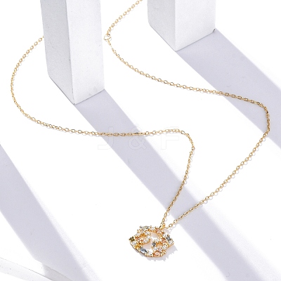 925 Sterling Silver Colorful Cubic Zirconia Constellation Pendant Cable Chain Necklaces for Women STER-R009-01G-02-1