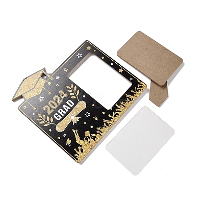 Graduate Theme Wood with Acrylic Rectangle Picture Frame AJEW-D069-01B-1