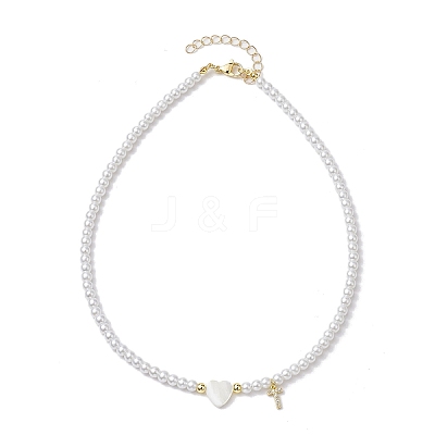 Brass Micro Pave Grade AAA Cubic Zirconia Letter Pendant Necklaces NJEW-JN04771-20-1