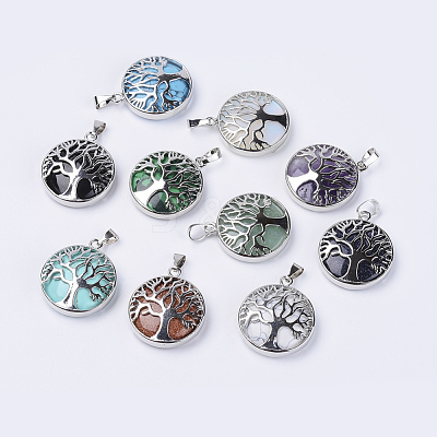 Natural & Synthetic Mixed Stone Pendants G-P350-D-1