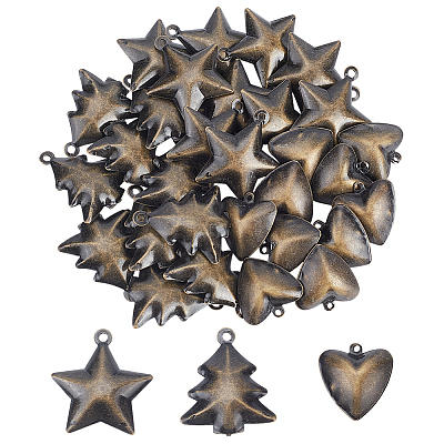 30Pcs 3 Styles Christmas Iron Pendants IFIN-NB0001-61-1