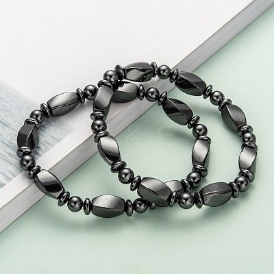 Non-Magnetic Synthetic Hematite Bracelets X-BJEW-E003-8-1