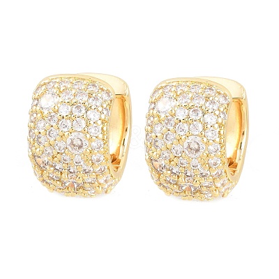 Brass Micro Pave Clear Cubic Zirconia Hoop Earrings EJEW-Z164-21G-1