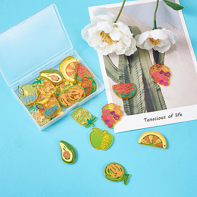 28Pcs 7 Style Translucent Acrylic Pendants TACR-FW0001-08-1