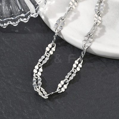 304 Stainless Steel Dapped Chains Bracelets for Women BJEW-D466-08C-P-1
