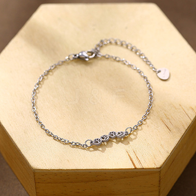 304 Stainless Steel Paw Print Link Bracelets WGA73B8-01-1