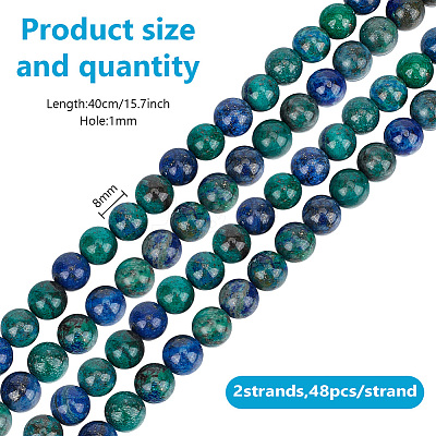 2 Strands Natural Chrysocolla and Lapis Lazuli Beads Strands G-GO0001-38A-1