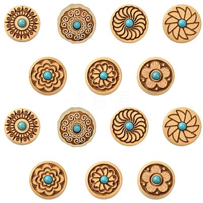 14Pcs 7 Styles Wood Beads WOOD-CJ0002-42-1