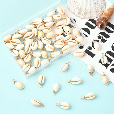 60Pcs Natural Cowrie Shell Dyed Pendants FIND-SC0020-75-1