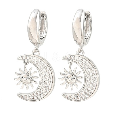 Brass Micro Pave Cubic Zirconia Hoop Dangle Earrings KK-CBA8324-05B-P-1