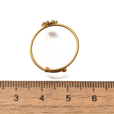 Daisy 304 Stainless Steel Enamel Open Cuff Rings for Women RJEW-M061-01G-04-1