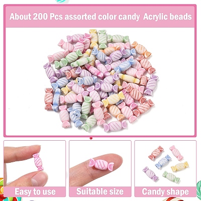200Pcs Craft Style Acrylic Beads MACR-YW0003-56-1