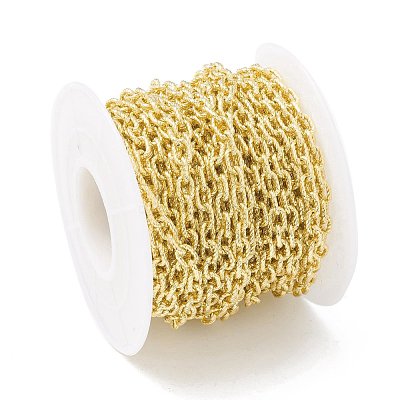 Rack Plating Brass Textured Cable Chains CHC-B021-01G-1