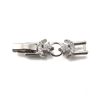 Brass Micro Pave Clear Cubic Zirconia Fold Over Clasps KK-R222-05P-1