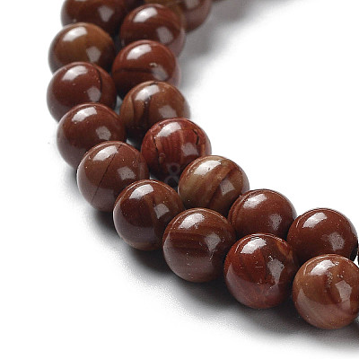 Natural Wood Lace Stone Wooden Jasper Beads Strands G-P516-A02-02-1
