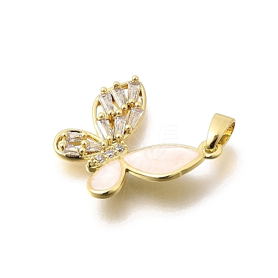 Brass Clear Cubic Zirconia Pendants KK-B187-01G-01B-1