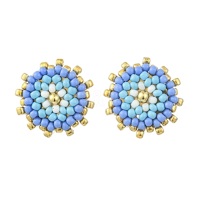 Glass Seed Bead Stud Earrings EJEW-MZ00741-1
