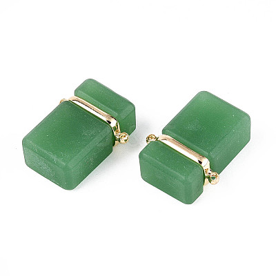 Glass Rectangle Links Connector Charms GLAA-T023-42D-1