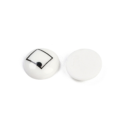 White and Black Flat Round Cartoon Resin Cabochons LS-CRES-Q009-01A-1