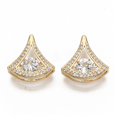 Brass Micro Pave Clear Cubic Zirconia Charms ZIRC-T011-18G-NF-1