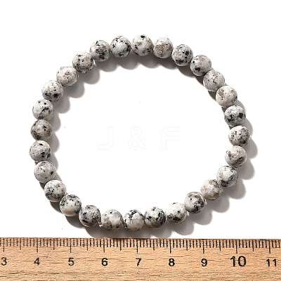 Natural Sesame Jasper/Kiwi Jasper Bead Stretch Bracelets X-BJEW-K212-A-033-1