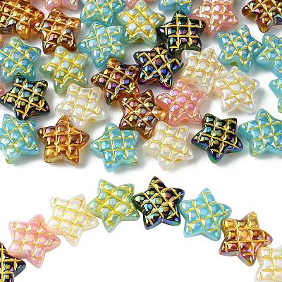 50Pcs Plating Opaque Acrylic Beads MACR-CJ0001-90-1