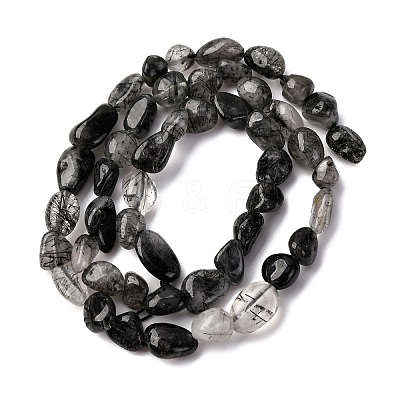Natural Black Rutilated Quartz Beads Strands G-R445-6x8-18-1