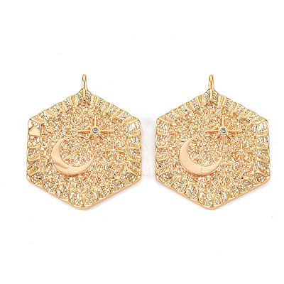 Brass Micro Pave Clear Cubic Zirconia Pendants KK-S356-555-NF-1