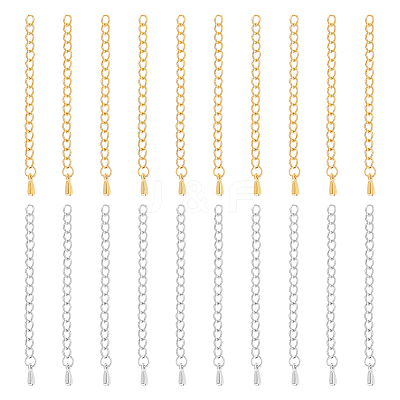 20Pcs 2 Styles 304 Stainless Steel Chain Extender STAS-UN0060-90-1