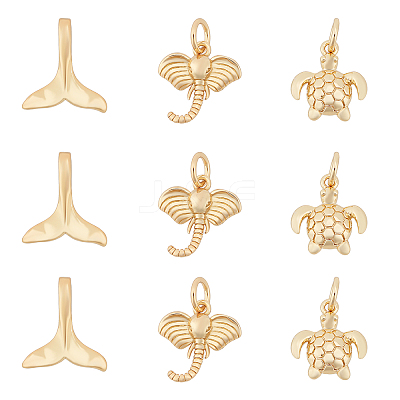 18Pcs 3 Style Brass Charms KK-CA0001-52G-1