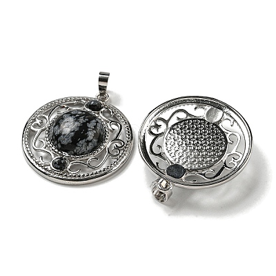 Natural Snowflake Obsidian Pendants G-Q158-03L-1